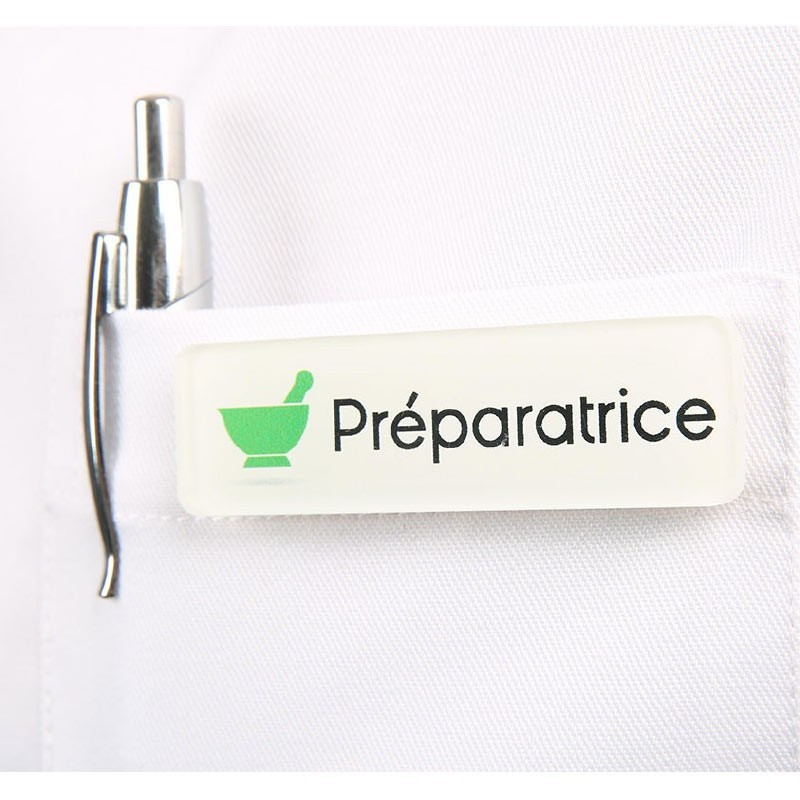 Badge Medical Blanc Badge Preparatrice Ou Preparateur Express 24h