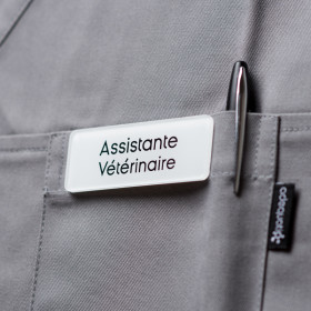 Badge magnétique d’assistante vétérinaire - Blanc