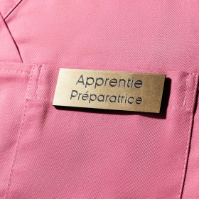 Badge apprentie préparatrice / apprenti préparateur en pharmacie aimanté - Or