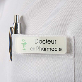 Badge magnétique de Docteur en Pharmacie blanc Adequatio
