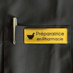 Badge préparatrice / préparateur en pharmacie aimanté - Or