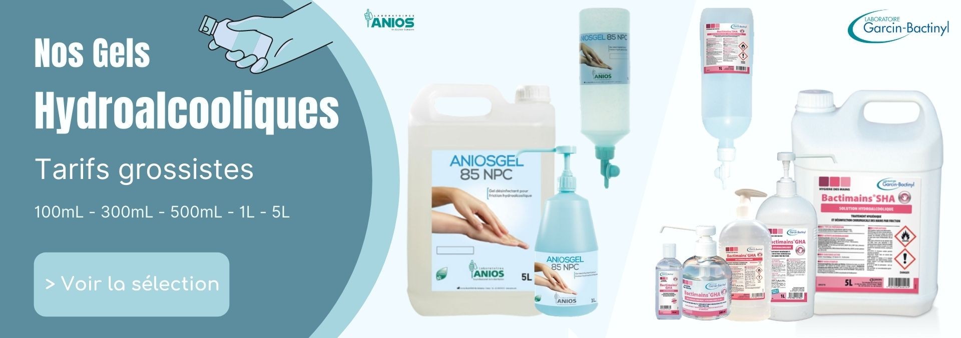 Gel hydroalcoolique Aniosgel & Bactimains SHA